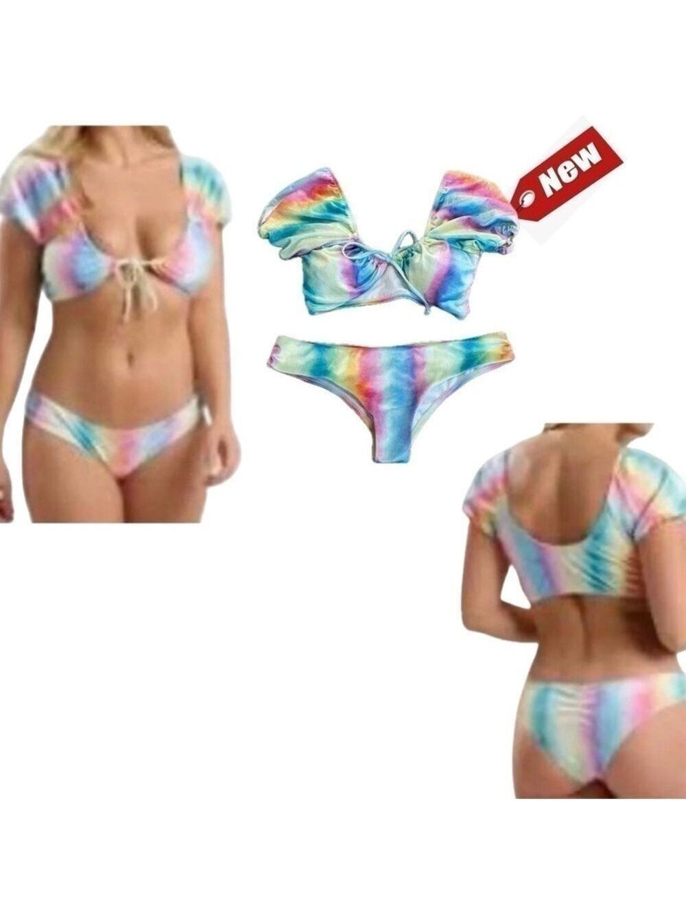 Quint soul multicoloured rainbow oasis of the seas bolero top bikini set M NWT